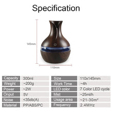 300ml rechargeable aroma diffuser with LED light for moisturizing dry air, freshening small spaces, and calming daily use.