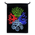 4 Elements Black Velvet Embroidered Bag for tarot deck storage, crystal and rune keeping, and altar tool protection.