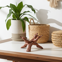 6 inch Wooden Cobra Tripod Stand wooden tripod stand for holding small altar pieces, bowls, and decorative objects.