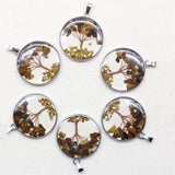 6 pack natural crystal Tree of Life pendants for jewelry making, gemstone crafts, and everyday bohemian accessorizing.