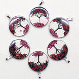 6 piece Tree of Life natural stone jewelry pendants for handmade necklace creation, charm projects, and bohemian styling.