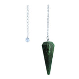 6 Sided Dark Green Agate Pendulum for dowsing and divination, balance and grounding work, and daily meditation.