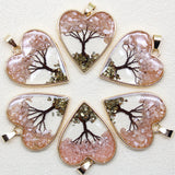 6pcs Tree of Life natural gemstone pendants for DIY jewelry making, boho accessory styling, and handmade gifts.