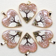 6pcs Tree of Life natural gemstone pendants for DIY jewelry making, boho accessory styling, and handmade gifts.