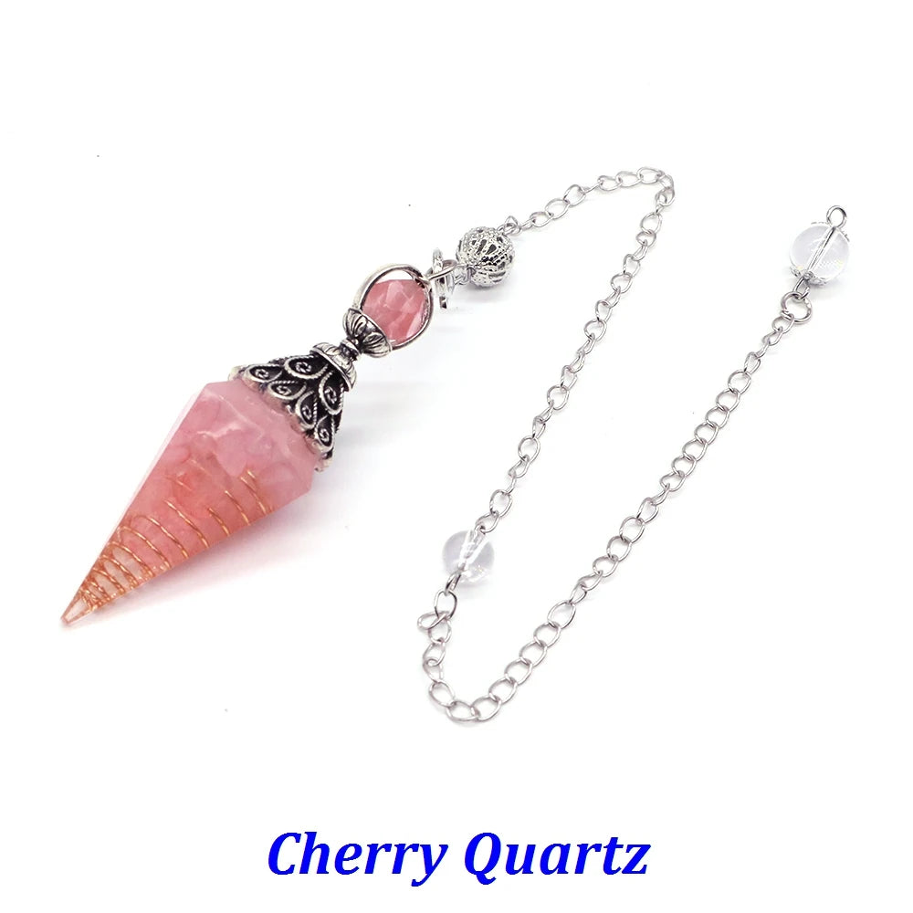 7 Chakra Crystal Pendulum for dowsing, divination, and energy work.