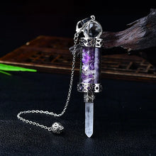 7 Chakra Crystal Pendulum with Wishing Bottle for dowsing, divination, and energy work.