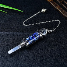 7 Chakra Crystal Pendulum with Wishing Bottle for dowsing, divination, and energy work.
