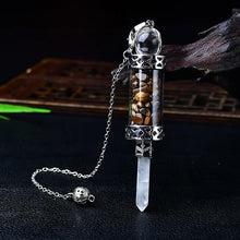 7 Chakra Crystal Pendulum with Wishing Bottle for dowsing, divination, and energy work.