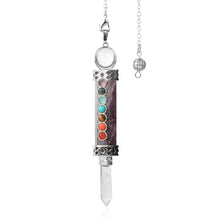 7 Chakra Crystal Quartz Dowsing Pendulum for dowsing, divination, and energy work.
