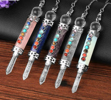 7 Chakra Crystal Quartz Dowsing Pendulum for dowsing, divination, and energy work.