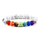 7 Chakra essential oil lava bracelet for diffusing oils, relaxation, and chakra healing rituals.