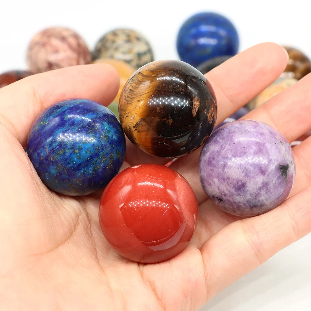 7 Chakra Natural Crystal Ball rainbow chakra crystal ball for reiki and complete chakra alignment.