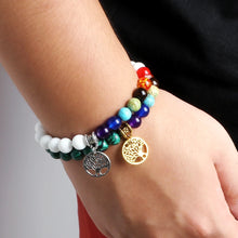 7 Chakra gemstone Life Tree bracelet for Reiki healing, chakra cleansing, and wellness rituals.