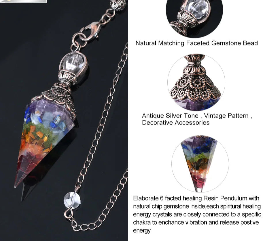 7 Chakra Healing Pendulum for dowsing, divination, and energy work.