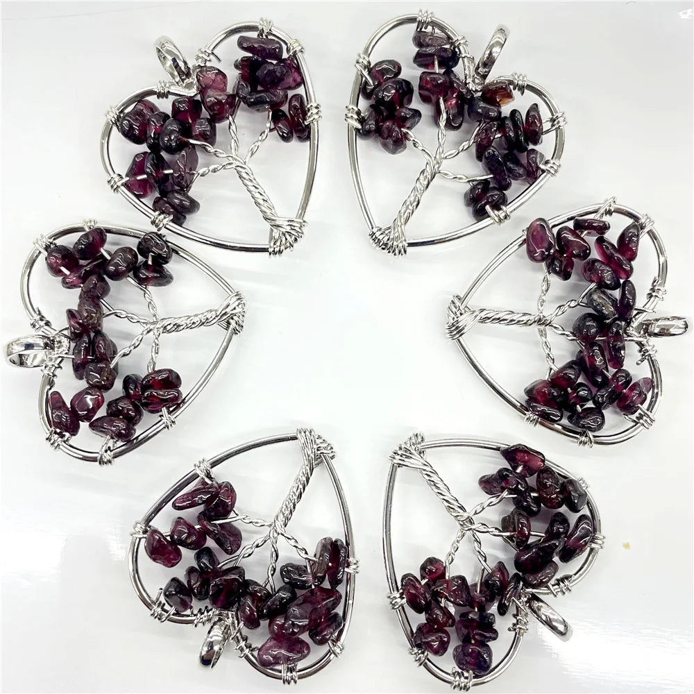 7 Chakra Heart-Shaped Reiki Pendants for meditation, gifting, and crystal jewelry.