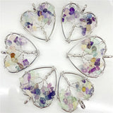 7 Chakra Heart-Shaped Reiki Pendants for meditation, gifting, and crystal jewelry.