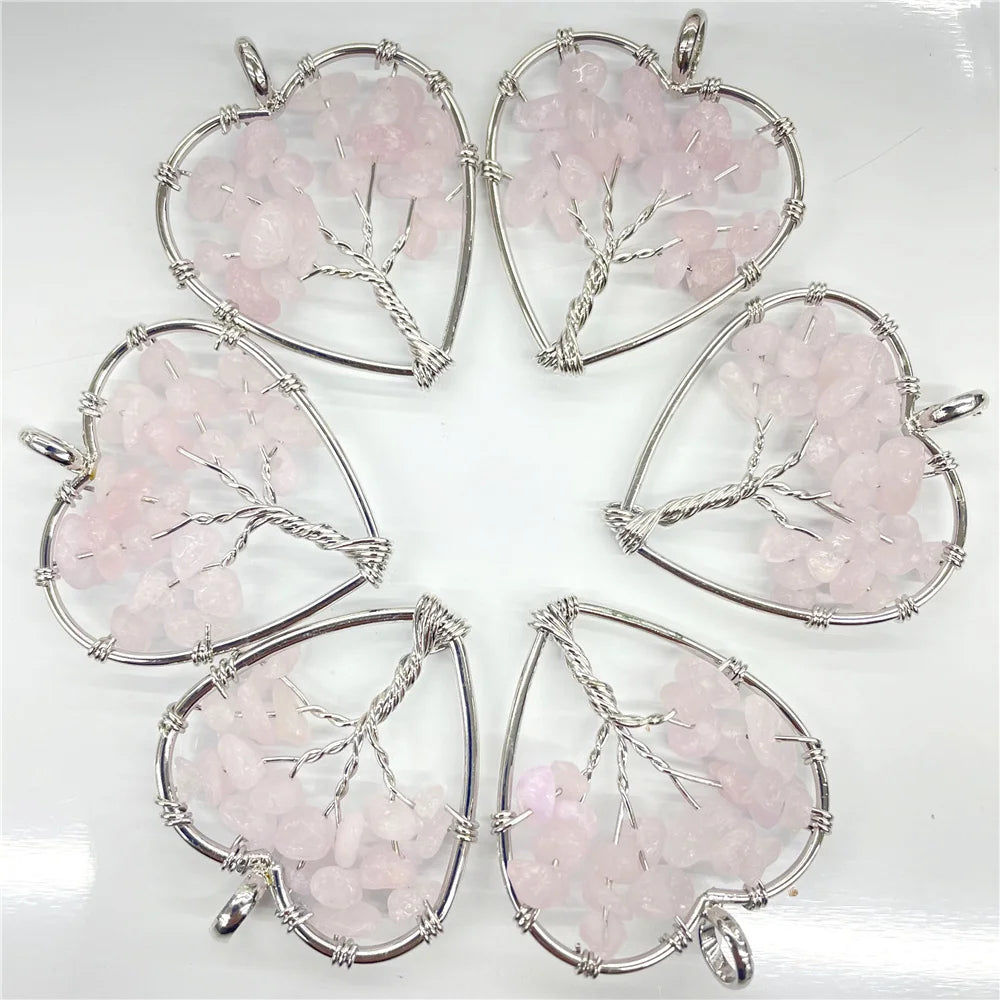7 Chakra Heart-Shaped Reiki Pendants for meditation, gifting, and crystal jewelry.