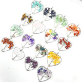 7 Chakra Heart-Shaped Reiki Pendants for meditation, gifting, and crystal jewelry.