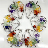 7 Chakra Heart-Shaped Reiki Pendants for meditation, gifting, and crystal jewelry.