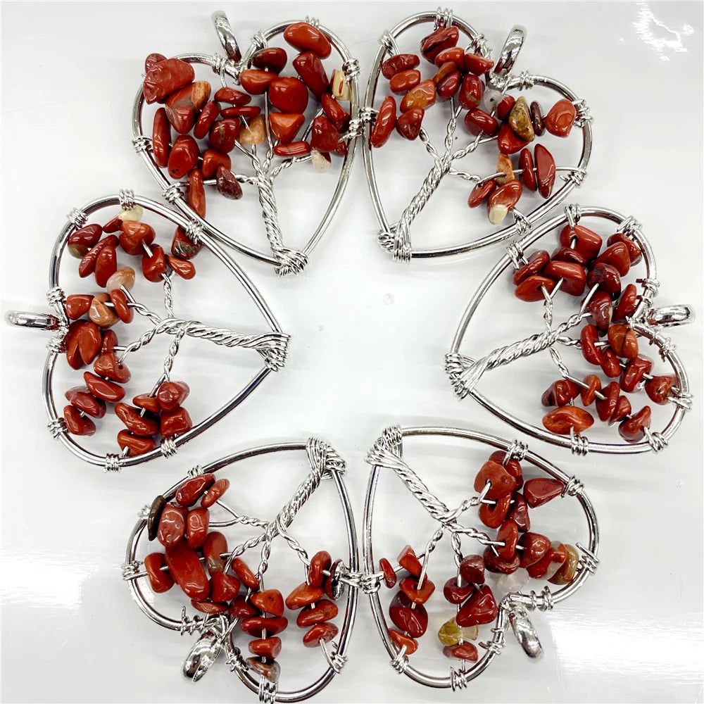 7 Chakra Heart-Shaped Reiki Pendants for meditation, gifting, and crystal jewelry.