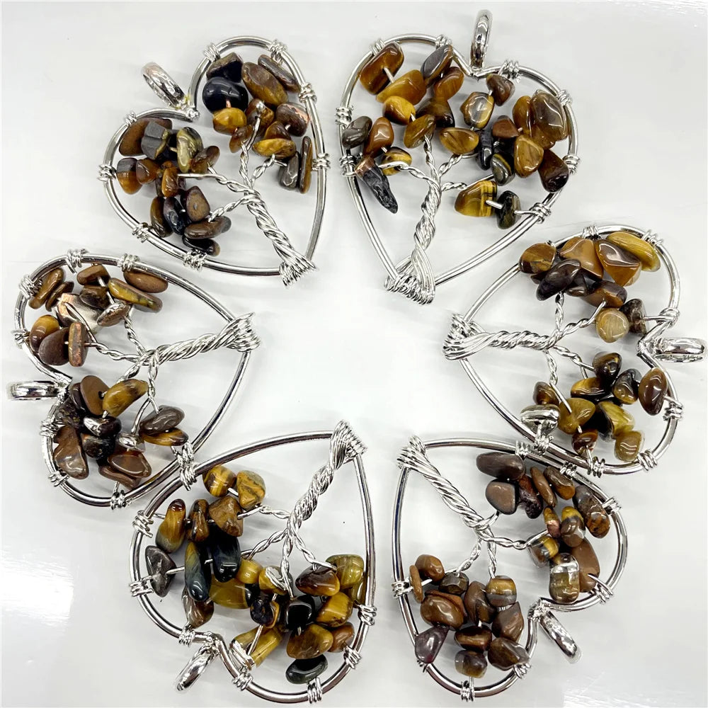7 Chakra Heart-Shaped Reiki Pendants for meditation, gifting, and crystal jewelry.