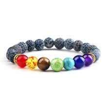 7 Chakra meditation lava bracelet for mindfulness practice, grounding, and spiritual daily use.