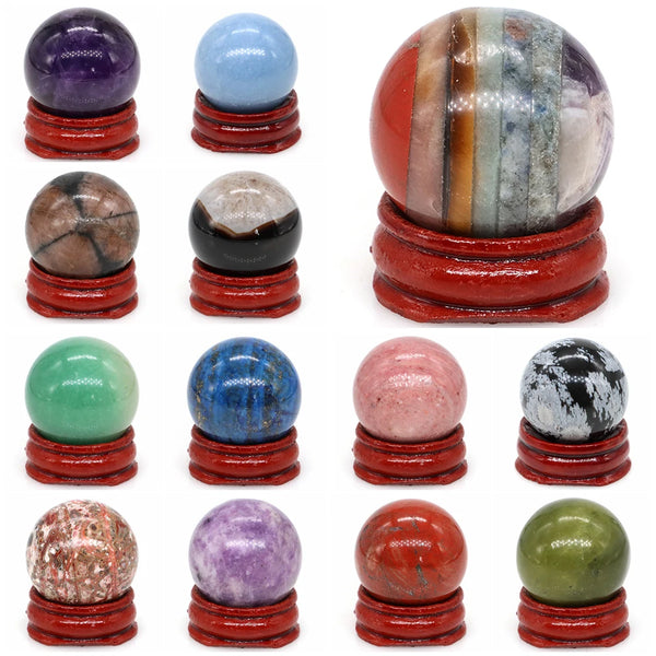 7 Chakra Natural Crystal Ball polished gemstone sphere for chakra balancing, energy healing, and meditation.