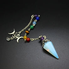 7 Chakra Natural Stone Crystal Pendulum for dowsing, divination, and energy work.