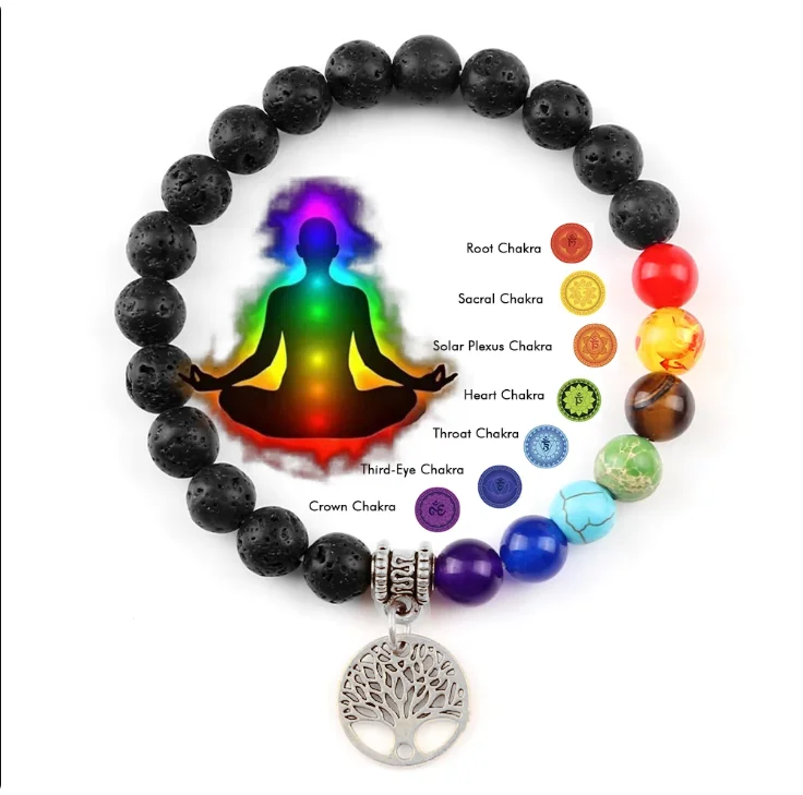 7 Chakra stone beaded healing bracelet for reiki sessions, meditation rituals, and calming daily wear.