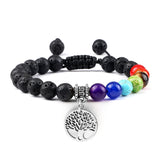 7 Chakra Tree of Life beaded bracelet for chakra cleansing, yoga sessions, and daily healing use.