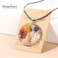 7-Chakra Tree of Life pendant necklace for energy balancing, spiritual healing, and daily wear.
