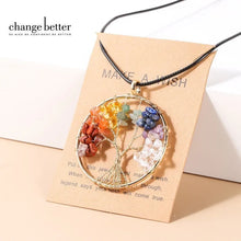 7-Chakra Tree of Life pendant necklace for energy balancing, spiritual healing, and daily wear.