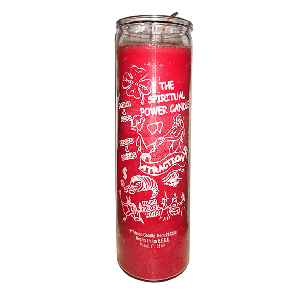 7 Day Attraction glass candle for drawing love, luck, and positive energy in ritual candle magic and intention work.