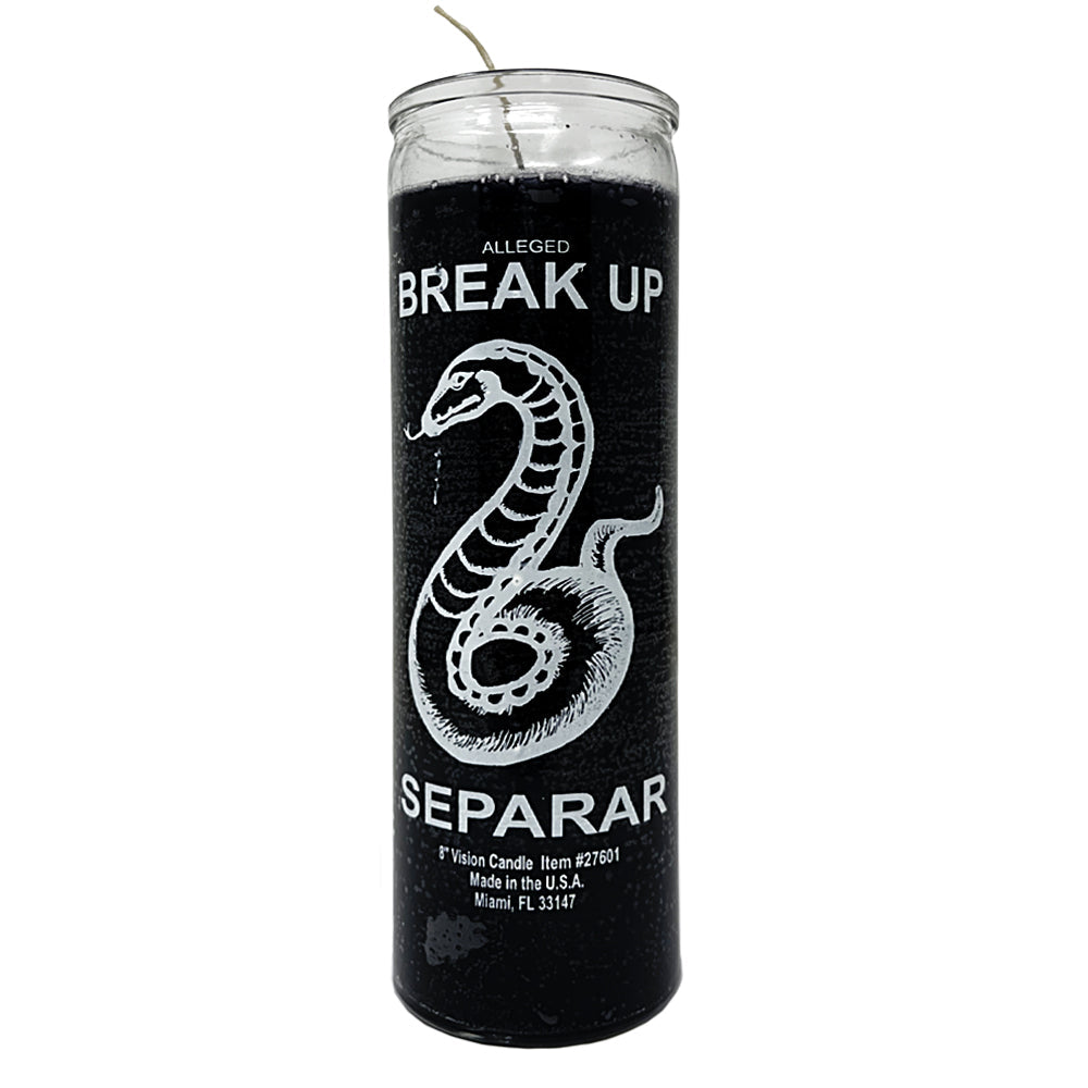 7 Day Break Up Snake glass candle for separation and release spell work, ritual candle magic, and intention setting.