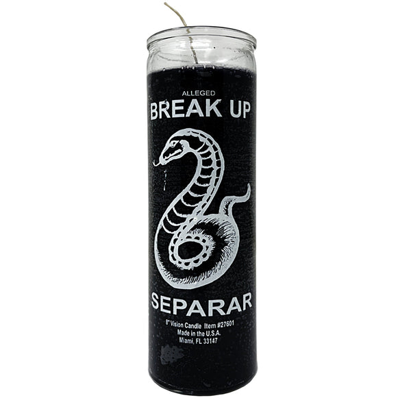7 Day Break Up Snake glass candle for separation and release spell work, ritual candle magic, and intention setting.
