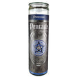 7 Day glass ritual candle, pentacle symbol, frankincense scent, 8 inches