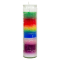 7 Day Multicolor Glass Prayer Candle, 8 inch, seven color layers