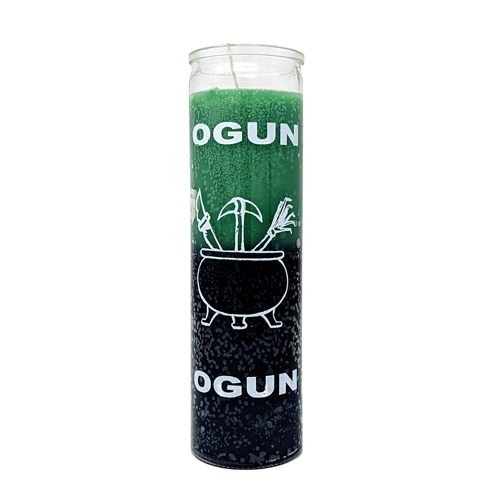 7 Day Orisha-Ogun Candle, green and black devotional candle