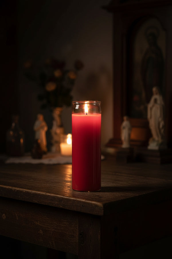 7 Day red fixed candle, 8.125 inches, 120 hour burn