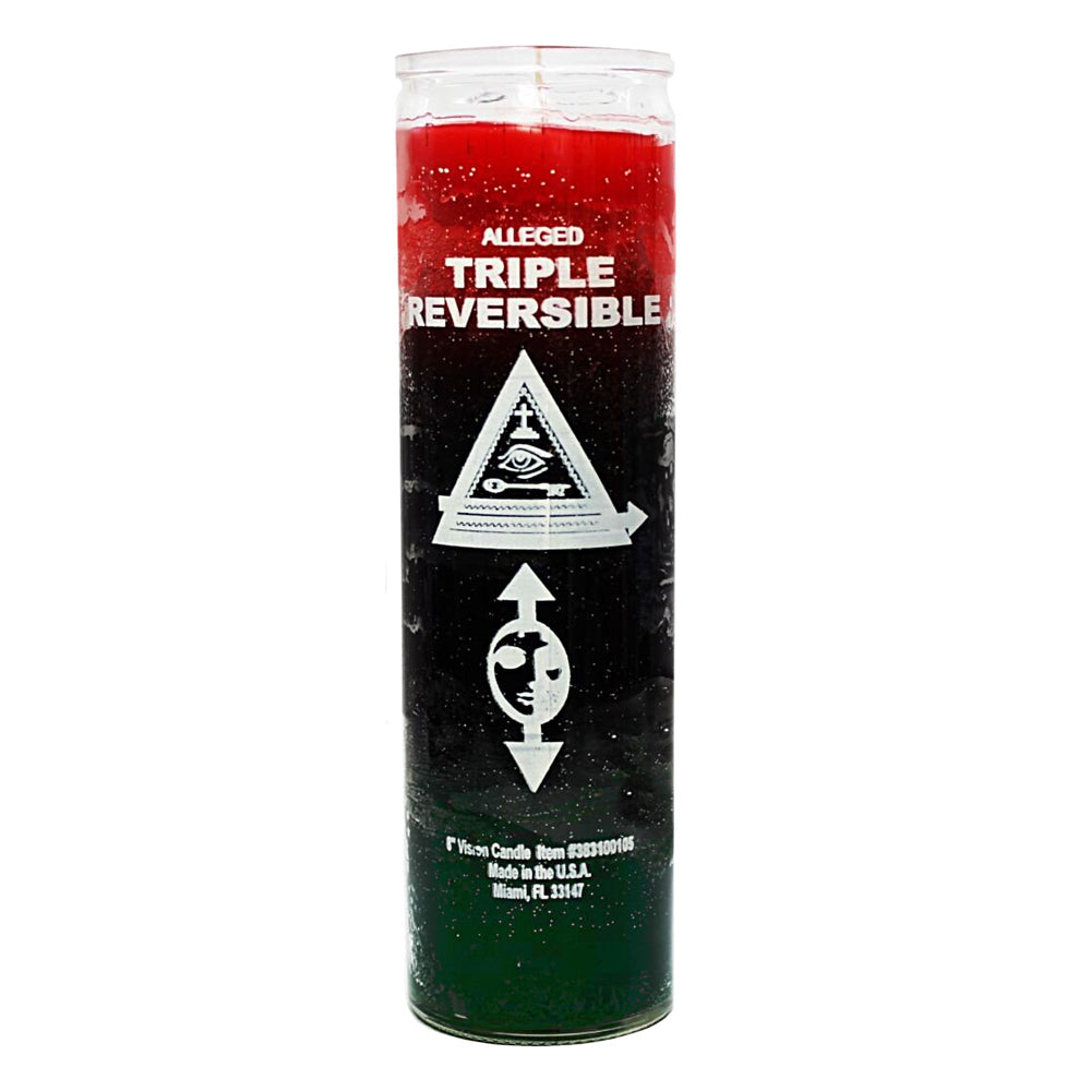 7 Day Triple Reverse Candle, red black green layered ritual candle