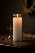 7 Day white fixed candle, 8.125 inches, 120 hour burn