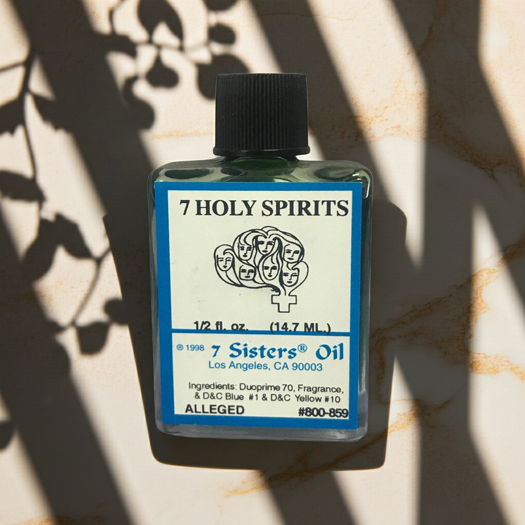 7 Holy Spirits Wish Oil bottle for manifestation work, prayer use, and spiritual ceremonies.