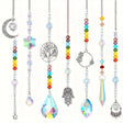 7-Piece Colorful Crystal Sun Catcher Set rainbow crystal hanging ornaments for decorating windows, catching sunlight, and creating colorful light reflections.