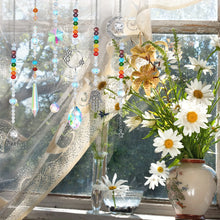 7-Piece Colorful Crystal Sun Catcher Set prism window decor pieces for enhancing natural light, home decoration, and colorful sun reflections.