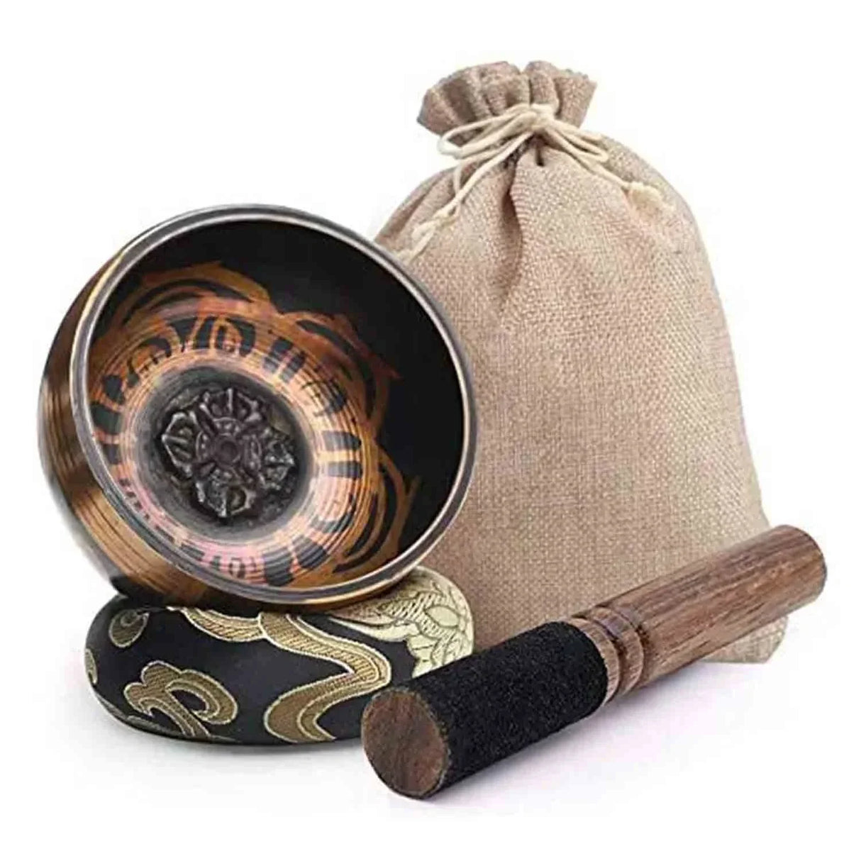 8cm Tibetan Singing Bowl with stick for meditation, mindfulness, and sound healing practice.