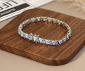 925 Silver Blue Zircon tennis bracelet for elegant daily wear, special occasions, and gift styling.