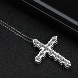 925 silver cross necklace with moissanite stones for devotional wear, formal styling, and meaningful gift use.