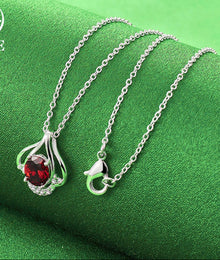 925 silver red zircon flower bud pendant for feminine jewelry styling, daily wear, and occasion-ready looks.