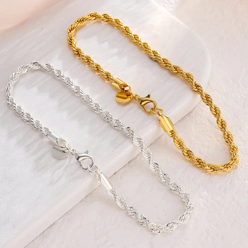 925 Sterling Silver Twisted Rope Bracelet link bracelet for daily wear, jewelry layering, and polished outfit styling.