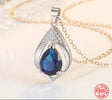 925 Sterling Silver Blue Crystal Teardrop Necklace pendant necklace for elegant everyday wear, gifting, and special occasions.